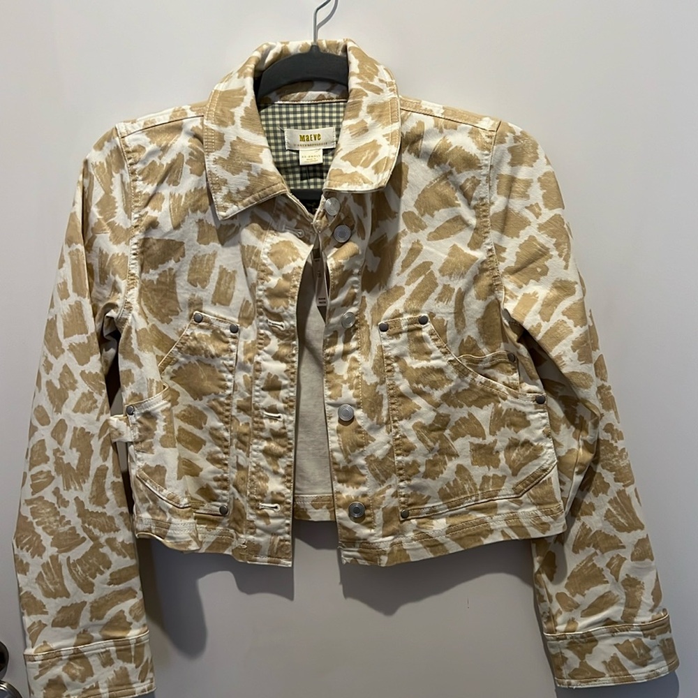 Anthropologie - Maeve leopard, cropped jacket with silver buttons size XXS